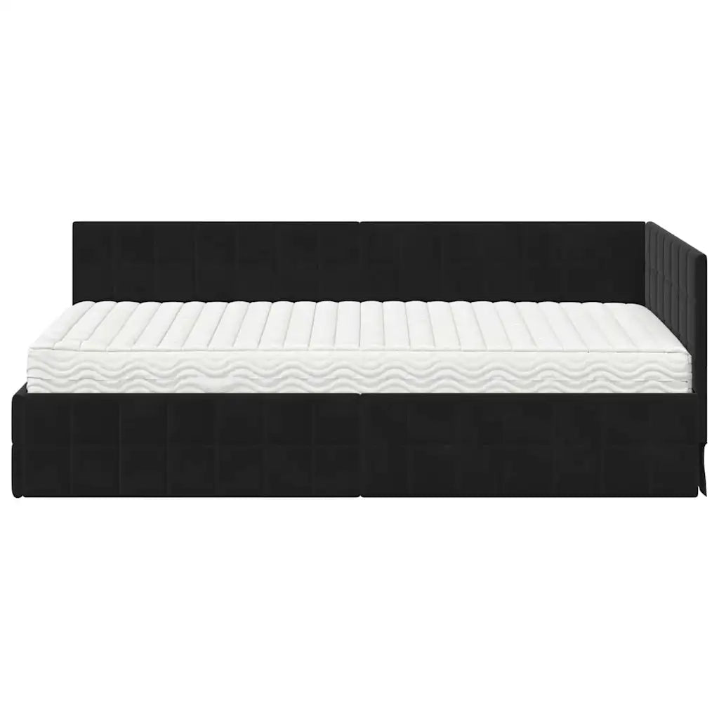 Struttura Letto Angolare con Materasso 2 pz-Giroletto con materasso Nero Velluto 982538