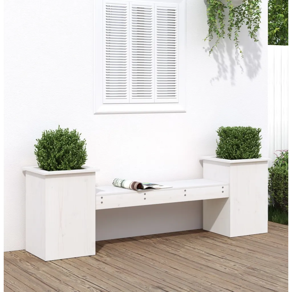 Panchina Fioriera Bianca 184,5x39,5x56,5 cm Legno Massello Pino