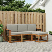 Set di divani da esterno 4 pz Naturale e Grigio Chiaro 3385107