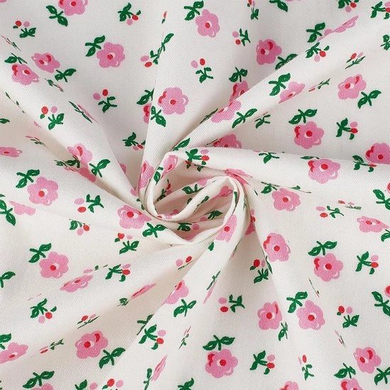 Tessuto per decorazione 1 x 1,62 m - Stoffa di cotone - Fiori rossi retro - Decorazione per la camera - Fai da te per cucire e ricamare
