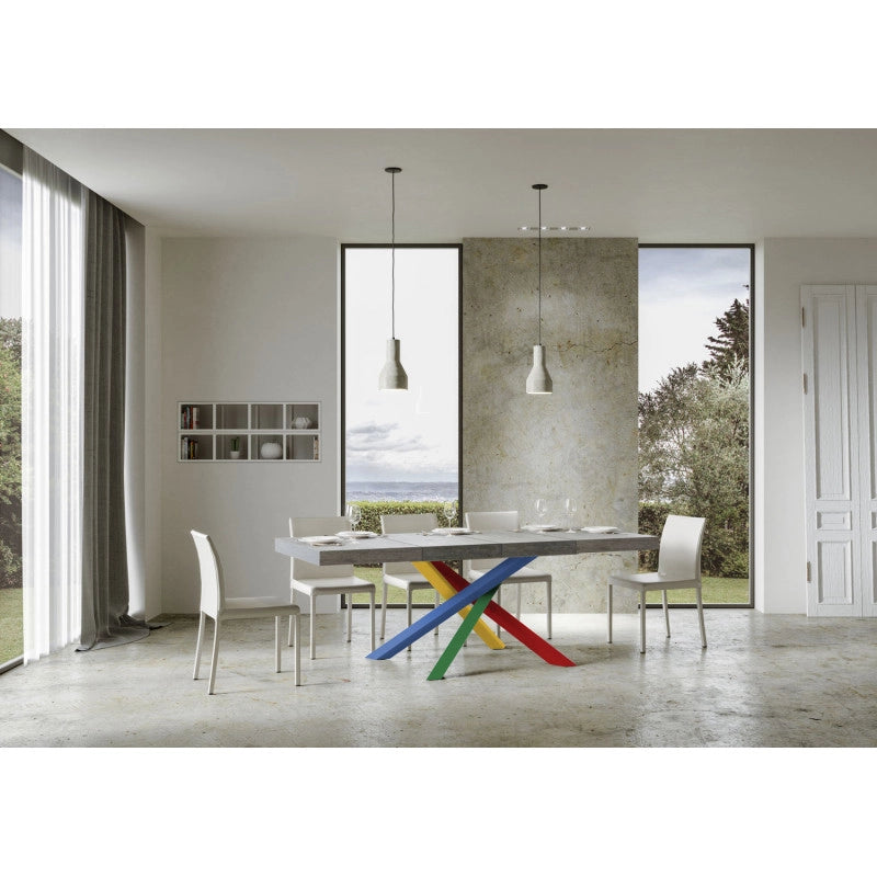 Tavolo allungabile 140/400x90 cm Volantis Premium telaio Multicolore 4/B - Cemento