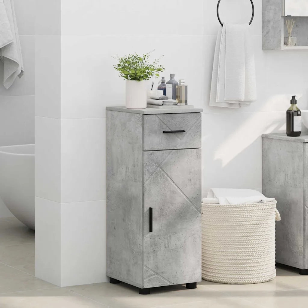 Mobile da Bagno con cassetto Grigio cemento 30 x 35 x 80 cm