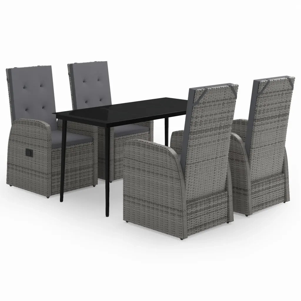 Set da Pranzo da Giardino 5 pz con Cuscini Grigio 3099487
