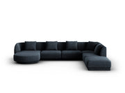 Cosmopolitan Design - Divano panoramico destro "Tulum" 6 posti in ciniglia blu reale 