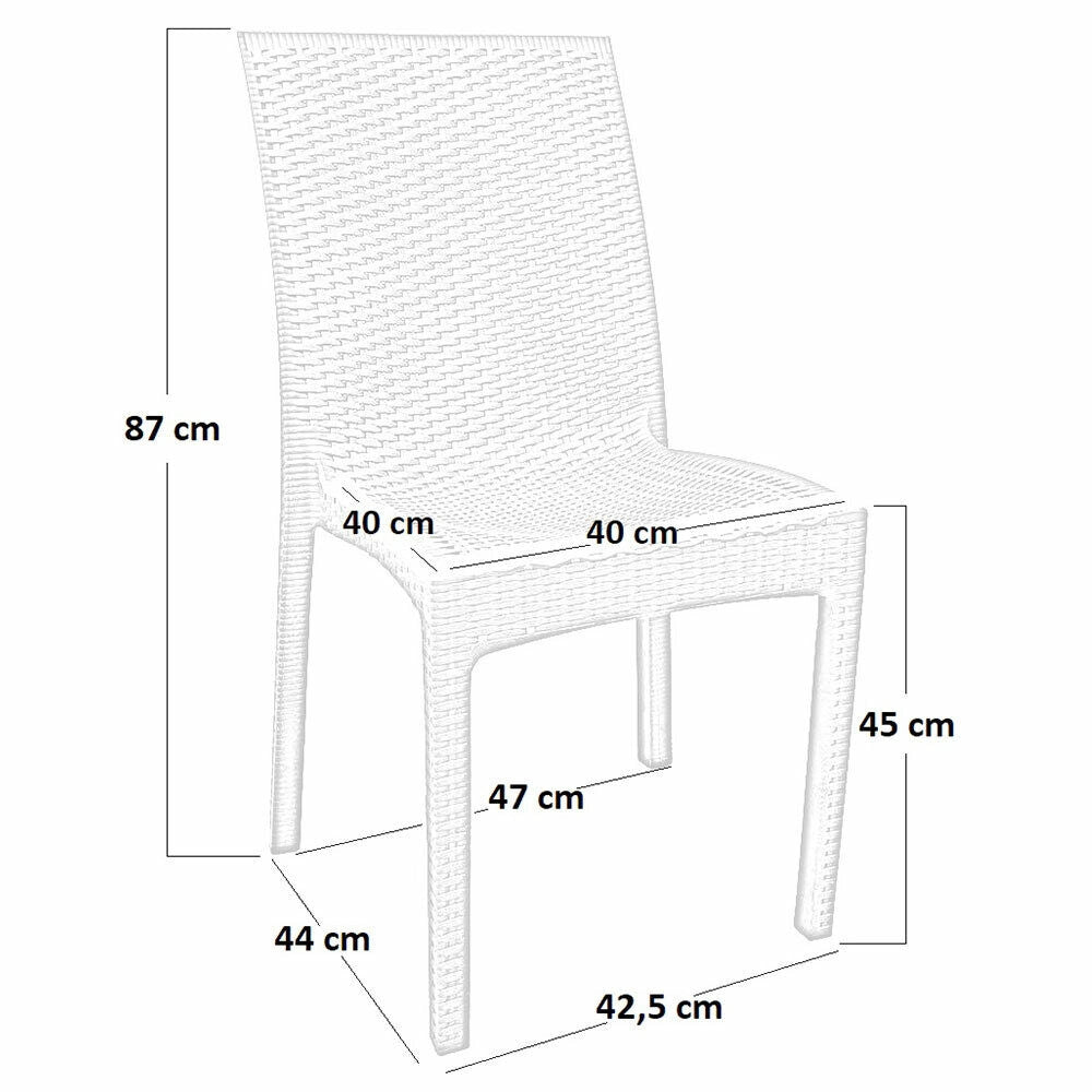 Sedia in plastica effetto rattan colore grigio cemento monoblocco per interno