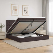Letto Ottomano con Materasso e LED Marrone Scuro 200 x 200 cm 3458183