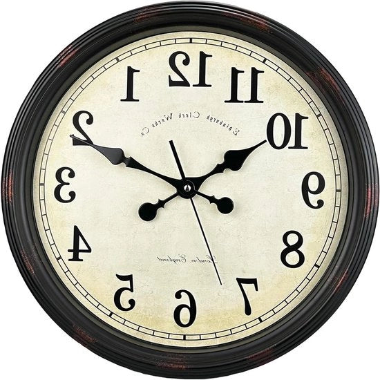Cronometro da parete classico silenzioso non ticchettante 16'' grande orologio da parete extra vintage con vetro curvo funziona con batterie adatto per uso domestico cucina soggiorno camera da letto