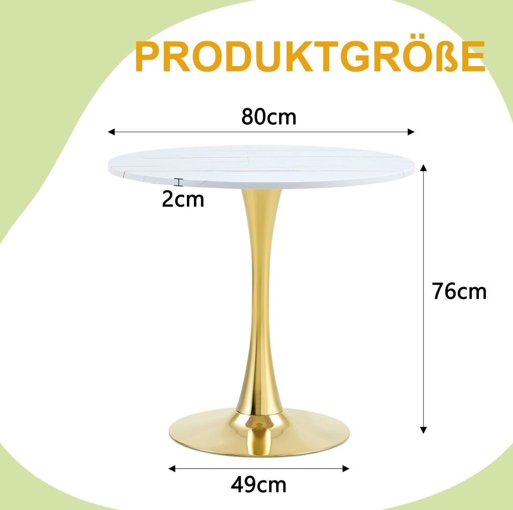 Tavolo rotondo a tulipano bianco in MDF e metallo, Ø 80 cm