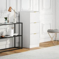 Cassettiera da Scrivania con 3 Cassetti Frontali Scanalati Mobile Archivio per Formato A4 o Lettera 40x40x101 cm Bianco