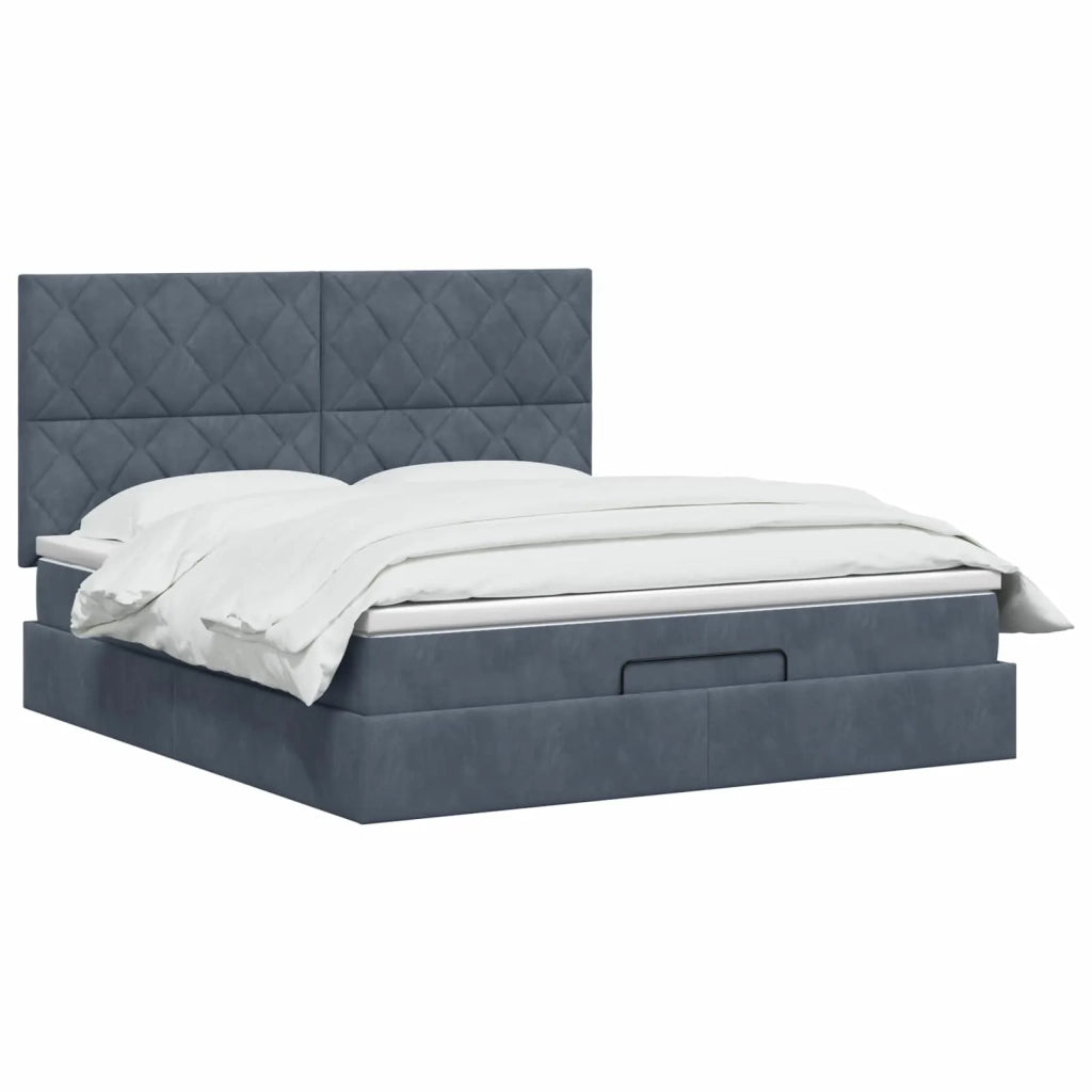 Letto ottomano con materasso Grigio Scuro 180 x 200 cm Velluto 3457810