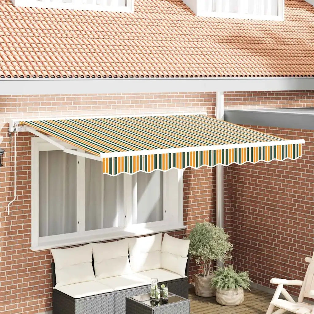 vidaXL Tenda Retrattile Verde e Giallo 250x200 cm Tessuto