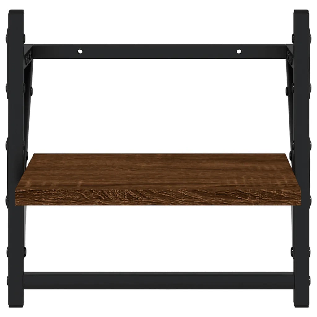 Set Mensole Parete con Aste 4pz Rovere Marrone in Multistrato 836267