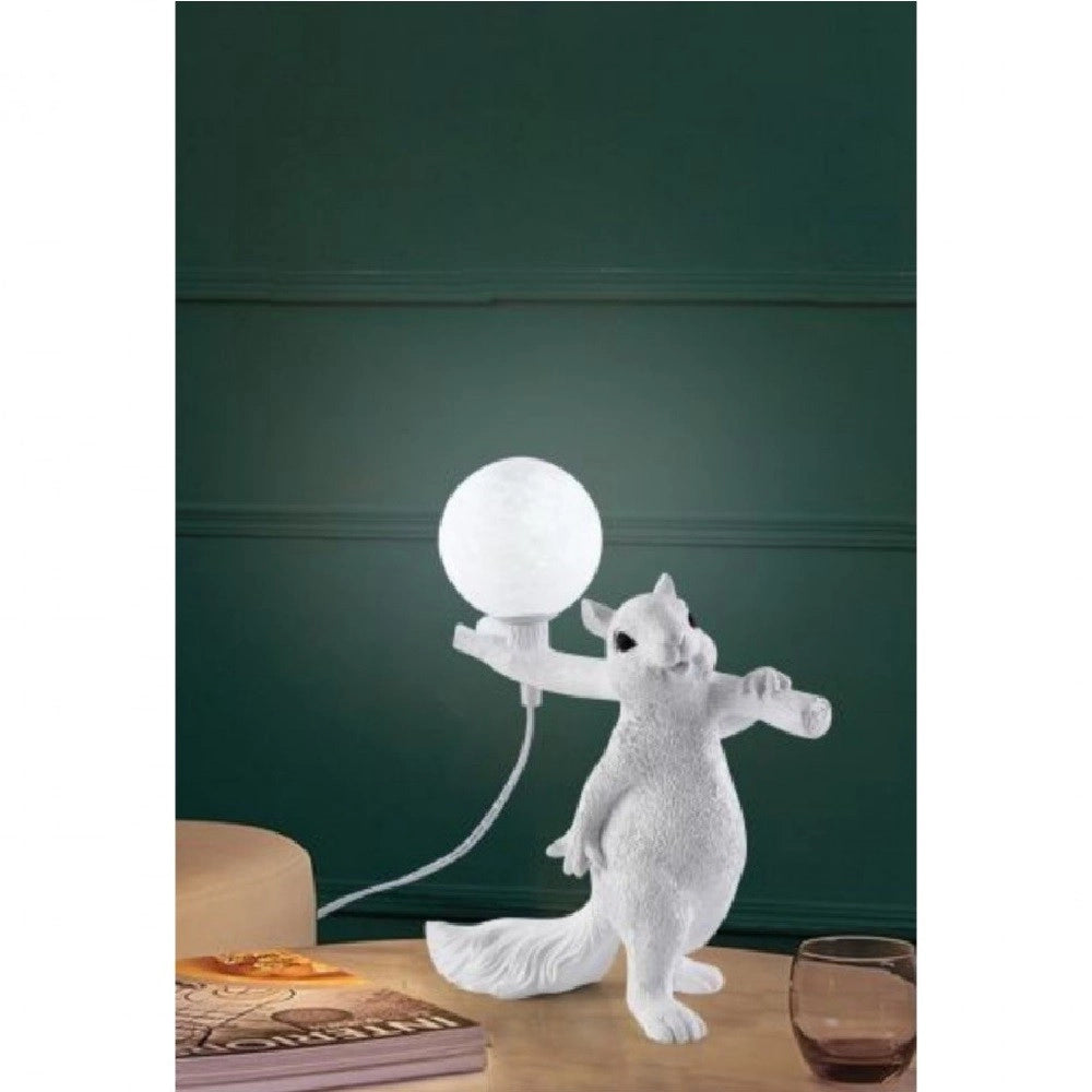 Trade Shop - Lampada Da Tavolo Decorativa A Forma Di Scoiattolo In Resina Lume Moderno G9 D06 -