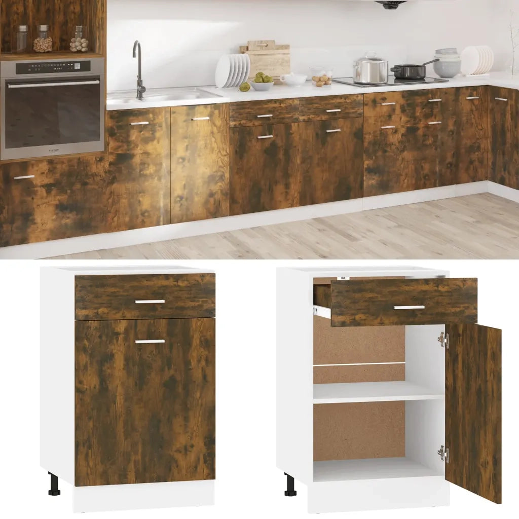 Pensile da cucina | Mobile con Cassetto ¡°Lyon¡± Rovere Fumo 50x46x81,5 cm