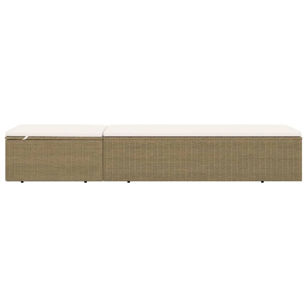 Lettino prendisole sdraio lettino da giardino mobili da esterno per patio resina intrecciata marrone e crema 02_0012923