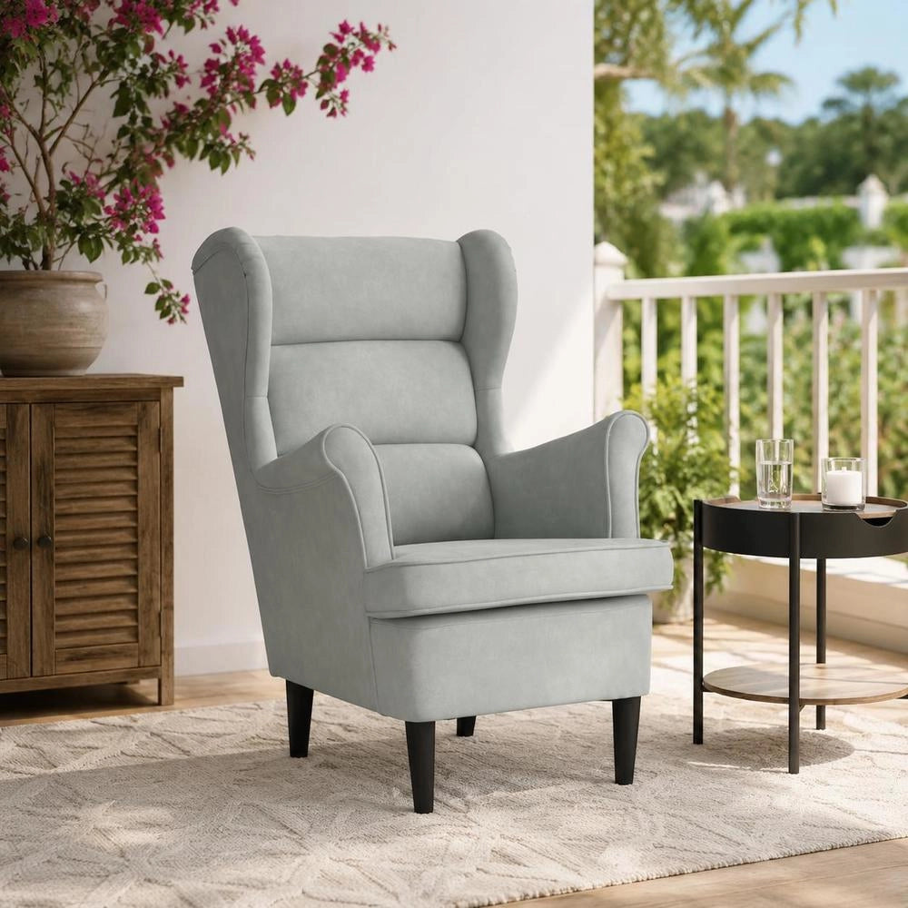 Armchair Light Grey Velvet