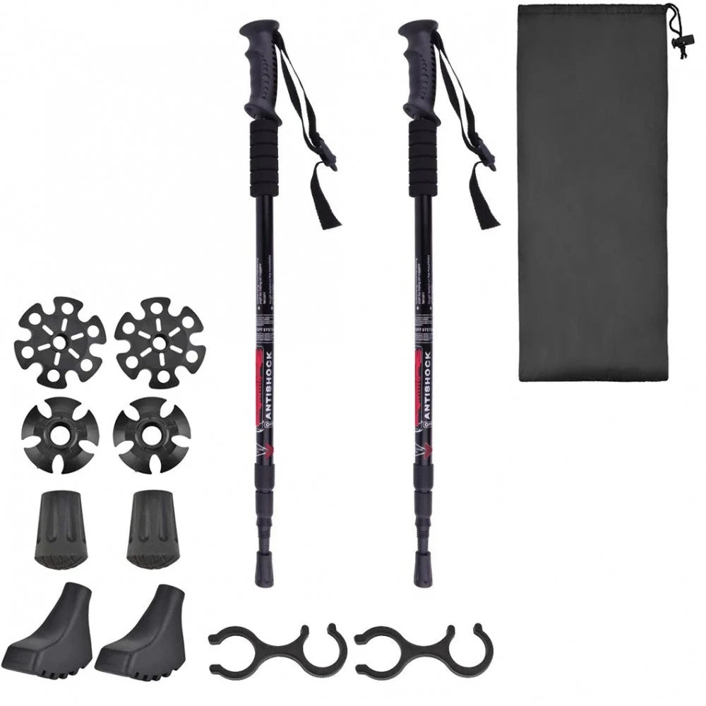 Set 2 Bastoni da Trekking 135 cm Regolabili con Impugnatura Antiscivolo