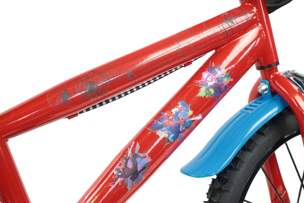 Bicicletta per Bambini 16" Marvel Spiderman Freni Caliper e Stabilizzatori in Acciaio Hi-Ten Rosso
