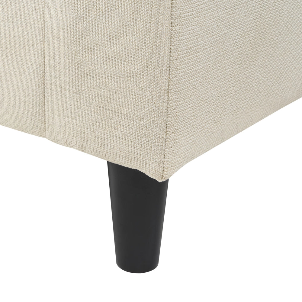 Divano Angolare destro Tessuto beige Imbottito Gambe Legno Scuro Chaise longue a 3 posti a versione destra Cuscino schienale