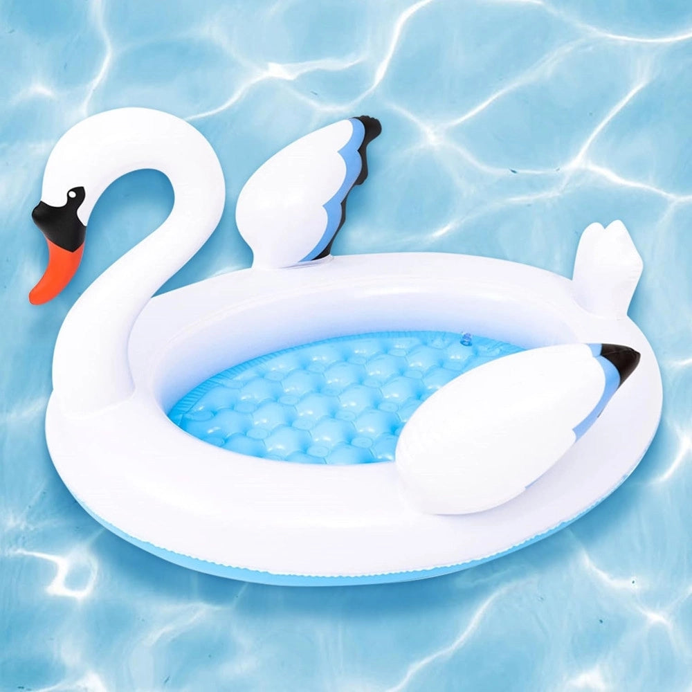 Trade Shop - Piscina Gonfiabile Per Bambini Forma Cigno 108x95x65cm Giardino Divertimento 016147 -
