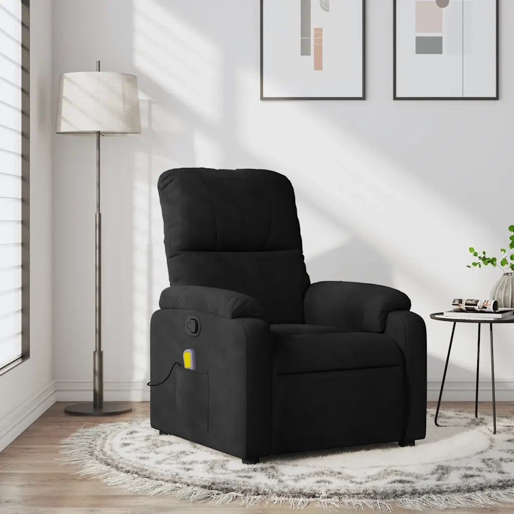 Divano Sedia-Poltrona reclinabile massaggiante in Tessuto di Microfibra Nero