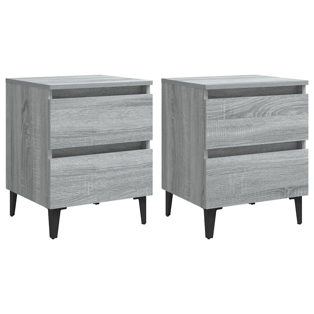 Comodini con Gambe in Metallo 2 pz Grigio Sonoma 40x35x50 cm 813131