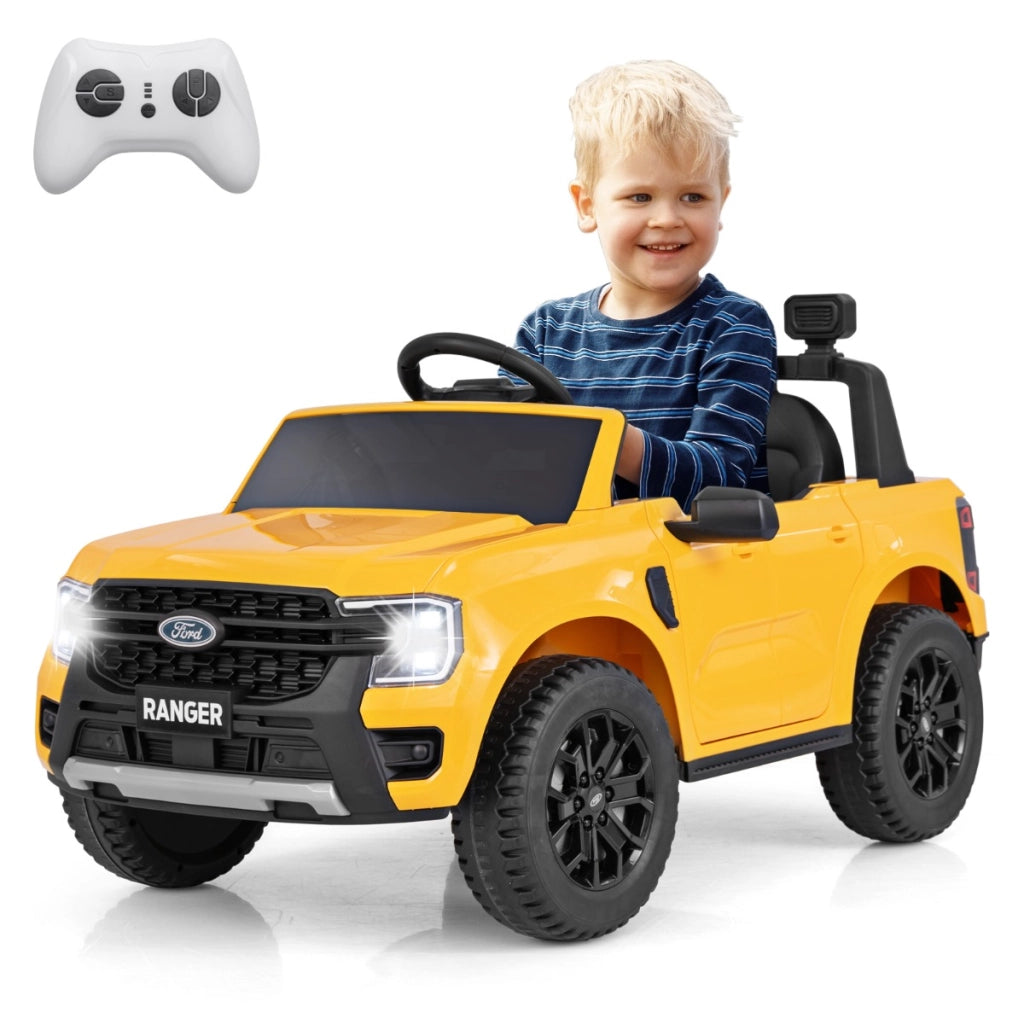 Auto elettrica per bambini 3 - 6 anni da 12V con telecomando cestino USB, Veicolo elettrico a partenza lenta Giallo-Macchinine giocattoli