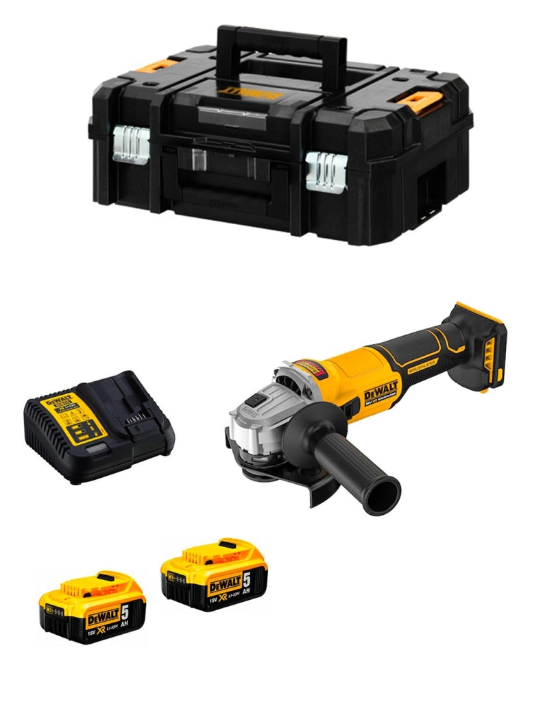 Mini-Smerigliatrice DeWALT DCG407P2T (2 x 5,0 Ah + DCB1104 + TSTAK II)