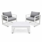 Due Poltrone e Tavolino Leros  Grigio/Bianco