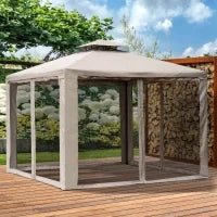 Gazebo da Giardino 3x3m con Zanzariera, Struttura in Metallo e Copertura in Poliestere, Talpa