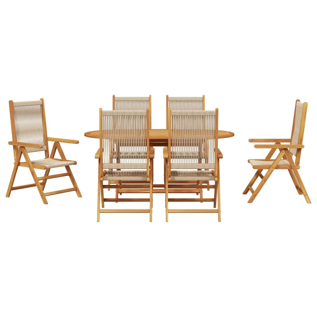 Set da Pranzo per Giardino 7 pcs Beige Legno di Acacia Massello 3375741