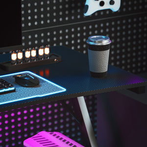 Scrivania Gaming 120x60x75 cm con Luci LED RGB Gambe a K in Legno e Acciaio Nero