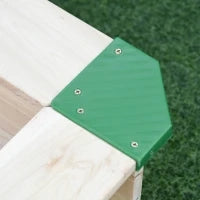 Sabbiera per Bambini in Legno con Panca e Tettuccio Parasole Regolabile, 120x120x120cm, Colore Legno e Blu