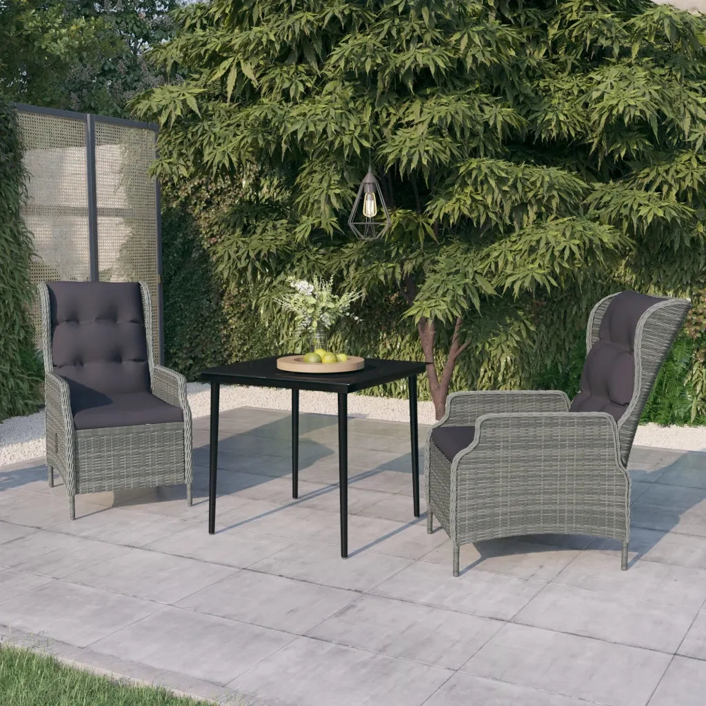 Set Mobili da Pranzo per Giardino 3 pz Grigio Chiaro cod mxl 40995