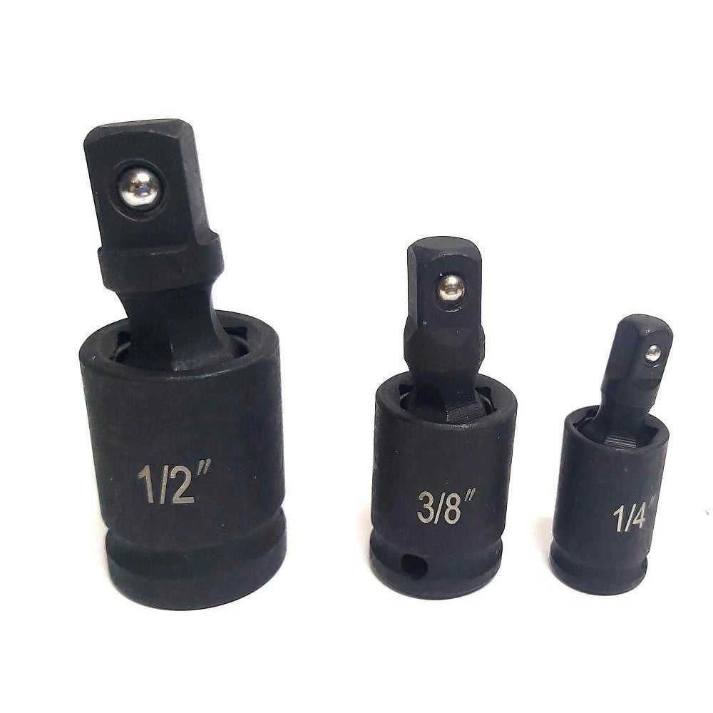 Trade Shop - Adattatore Chiave Bussola Cricchetto Set 3pz Riduttori 1/2 1/4 3/8 Snodo Sferico -