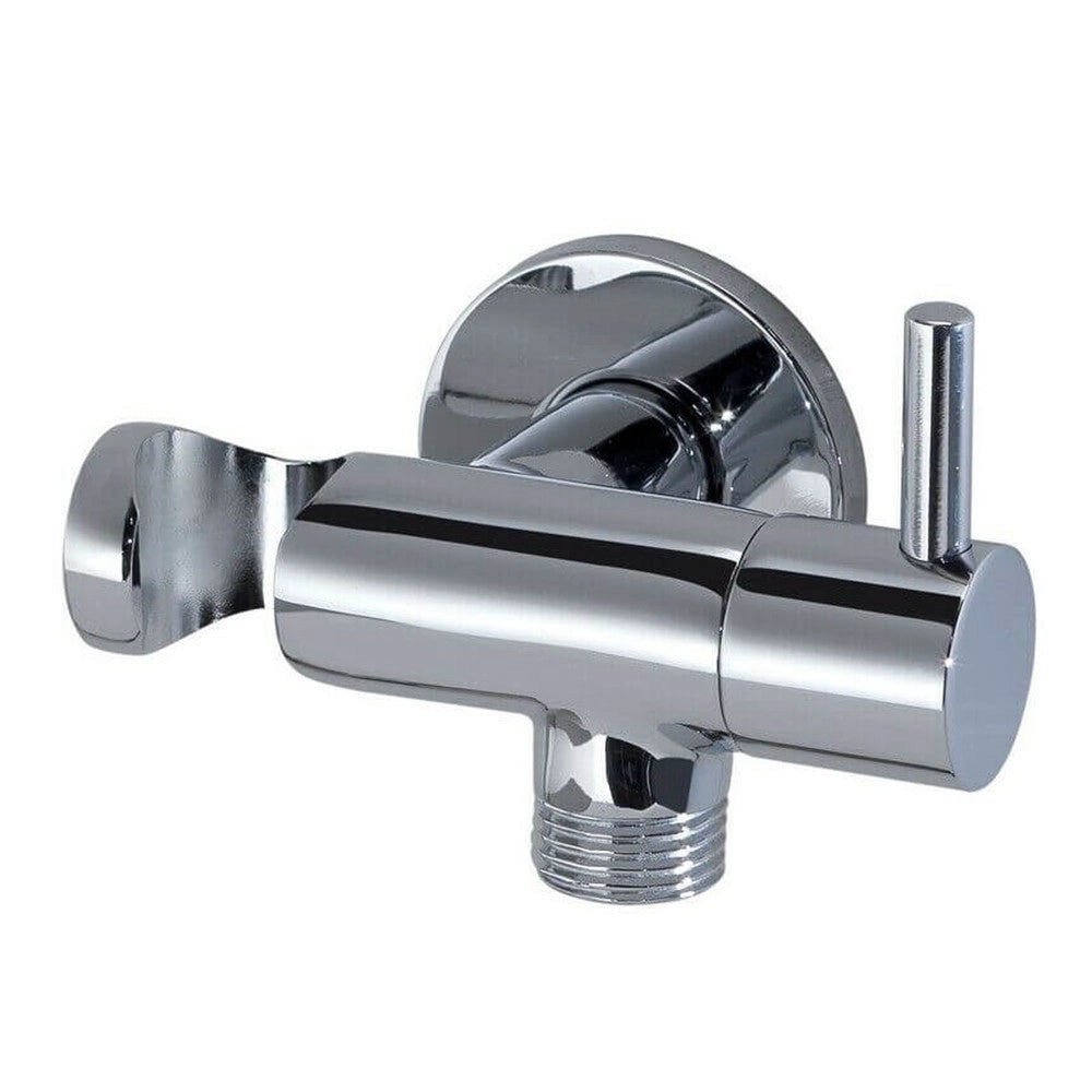 Trade Shop - Deviatore Con Supporto In Ottone Per Rubinetto Accessorio Bagno Doccia Cromato Tondo 59505 -