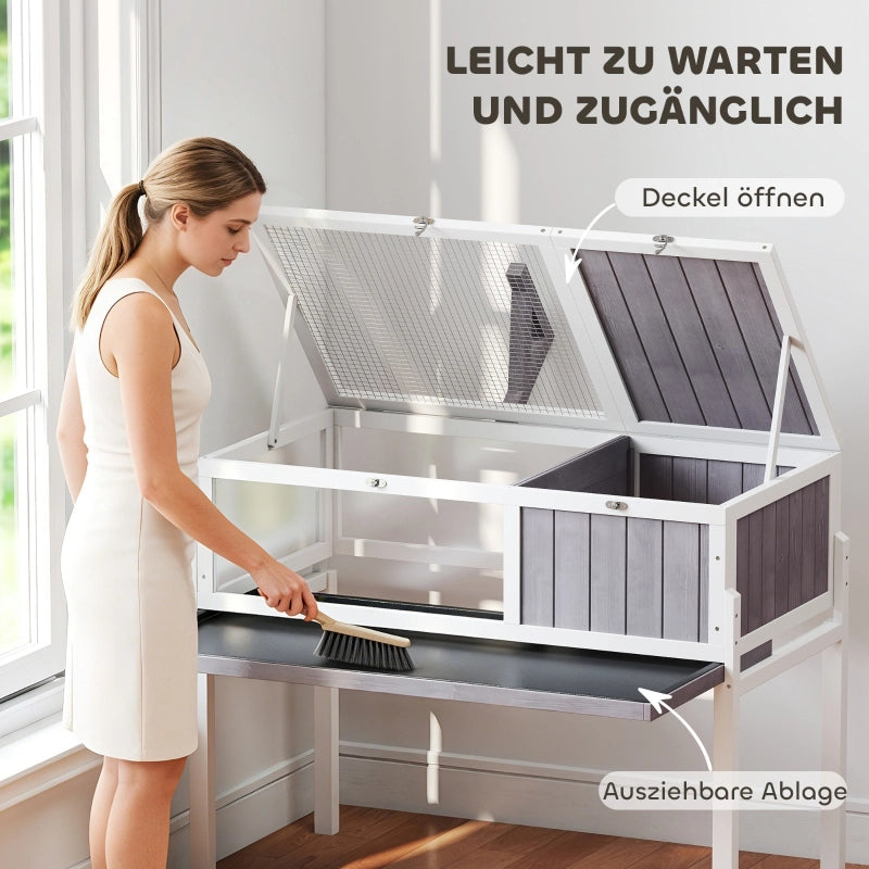 TARTARUGHIERA 104 cm Legno Massello Bianco e Grigio con doppia zona