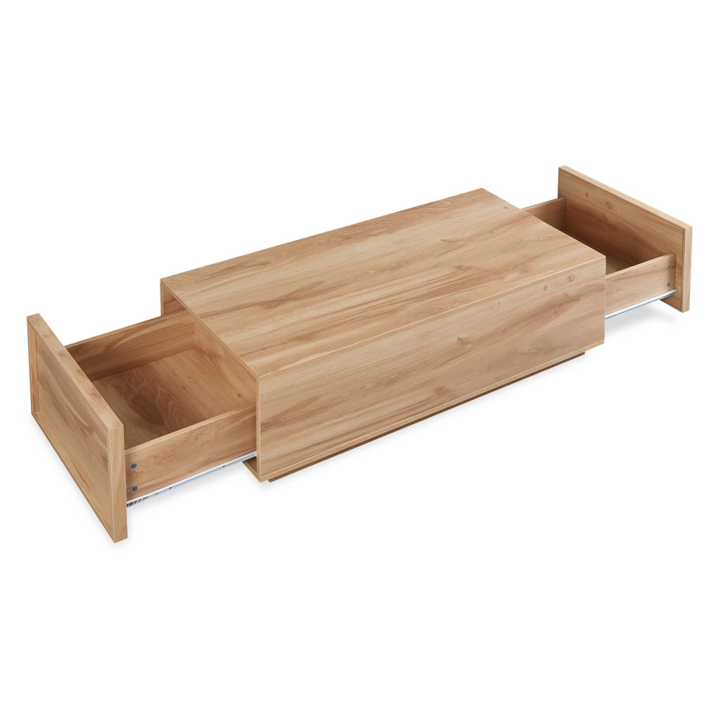 Tavolino Rettangolare Turur da Salotto con 2 Cassetti 104 x 50 x 40 cm - Effetto Rovere [en.casa]