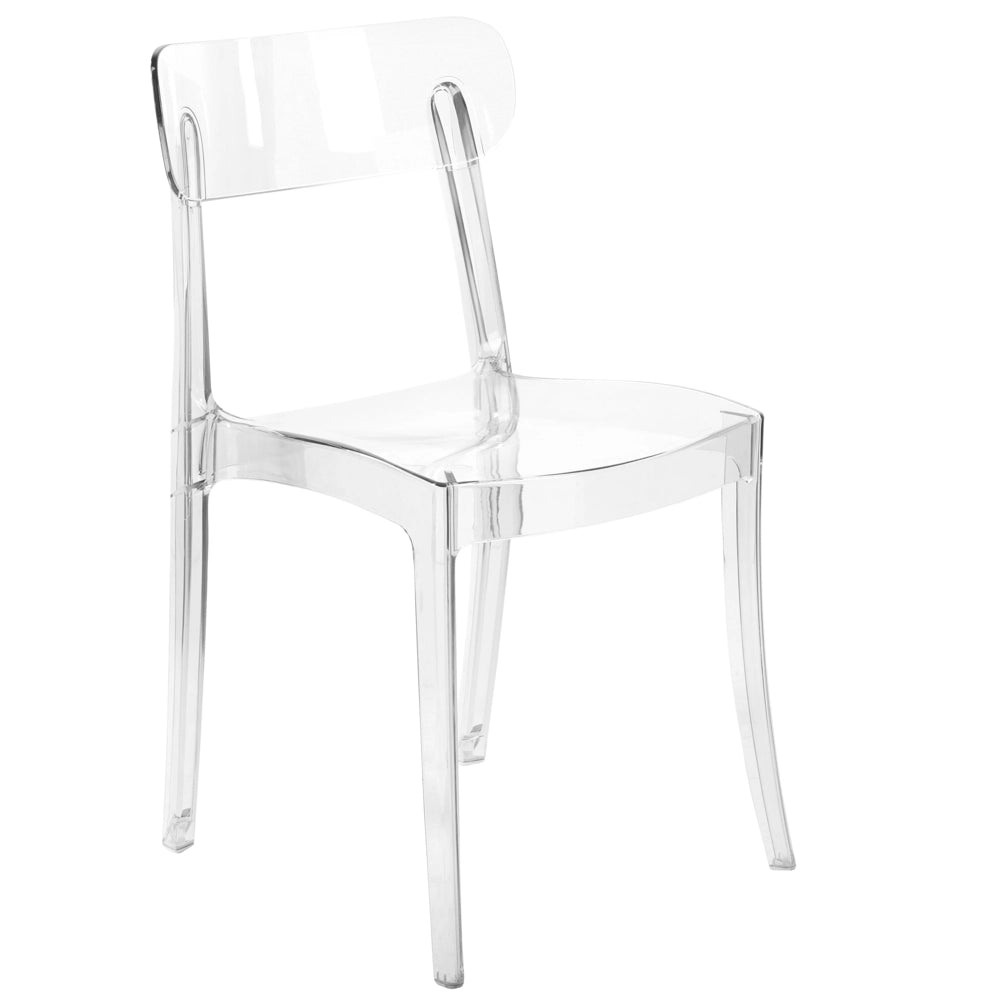 Set di 2 sedie trasparenti schienale in materiale sintetico senza braccioli impilabili sala da pranzo moderna