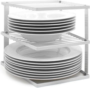 Porta piatti per ripostiglio in armadi cucina - Organizzatore porta piatti angolare - 25x25x19cm - Porta piatti bianco