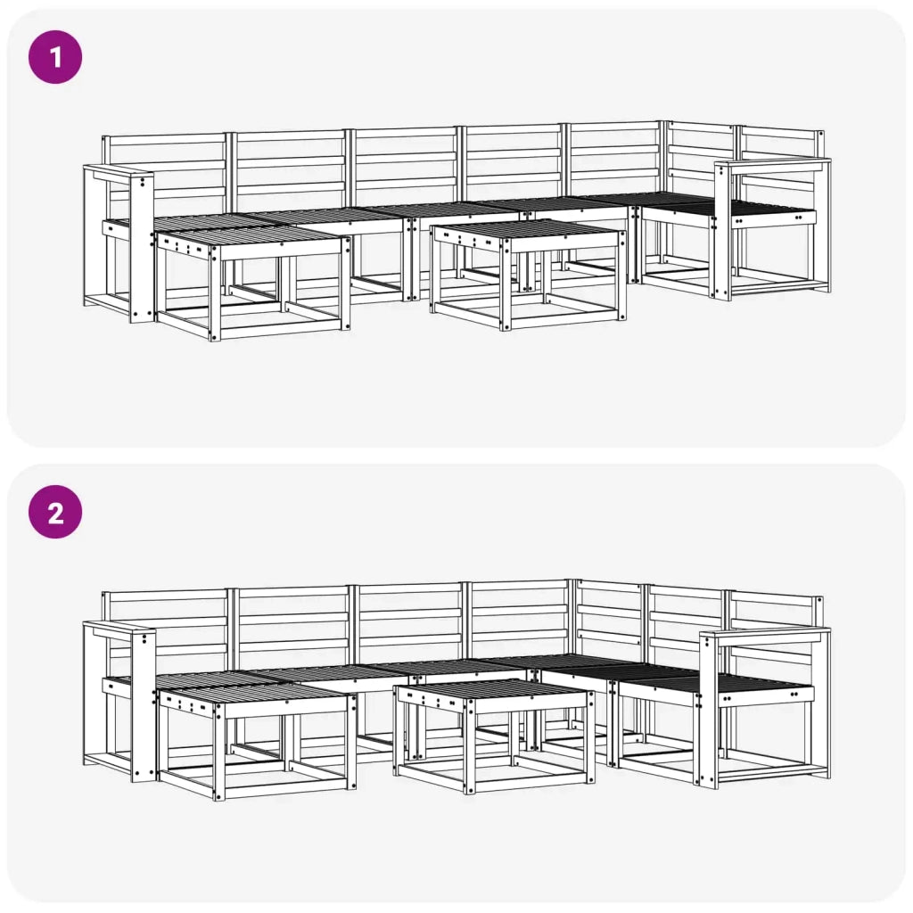 Set di divani da esterno 8 pcs Bianco Legno di Acacia Massello 3387983