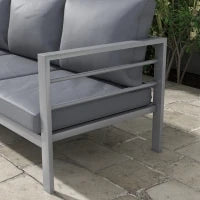 Divano da Giardino 3 Posti con Cuscini per Seduta e Schienale, in Alluminio, 185x66x64 cm, Grigio