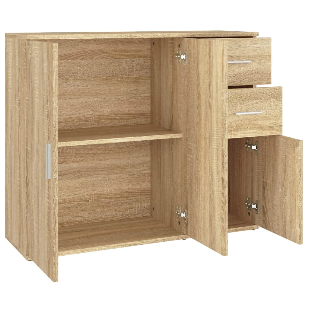 Buffet credenza cassettiera armadio mobile contenitore organizer cucina soggiorno rovere Sonoma 91 x 29,5 x 75 cm legno ingegnerizzato marrone 02_0031738