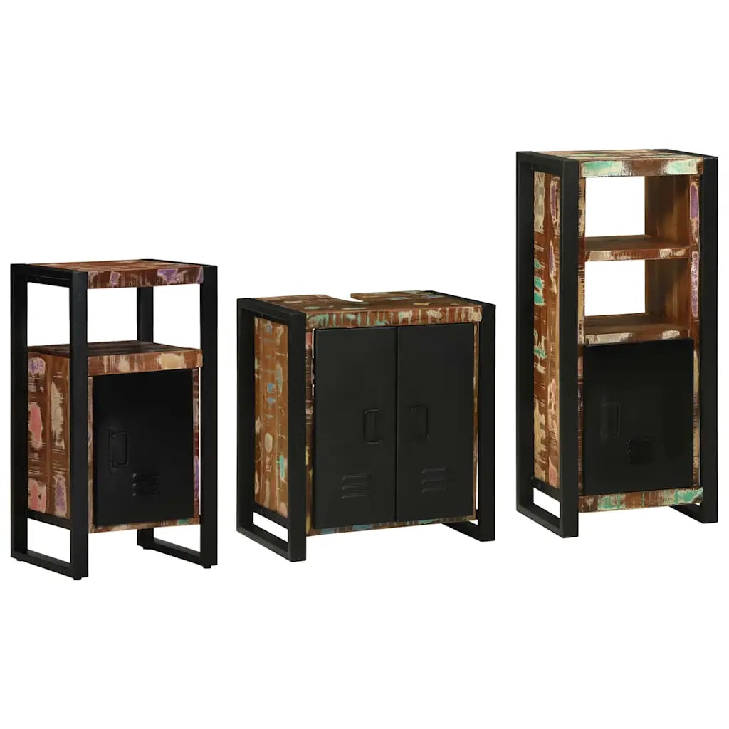vidaXL Set di mobili per il bagno 3 pcs Legno massello riciclato