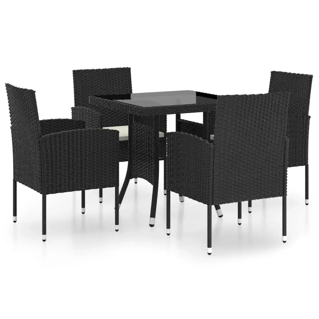 Set Mobili da Pranzo per Giardino 5 pz in Polyrattan Nero 3059413