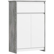 Mobile Bagno Autoportante 60x30x90 cm con Cassetto e Ante Doppie in Legno Grigio e Bianco