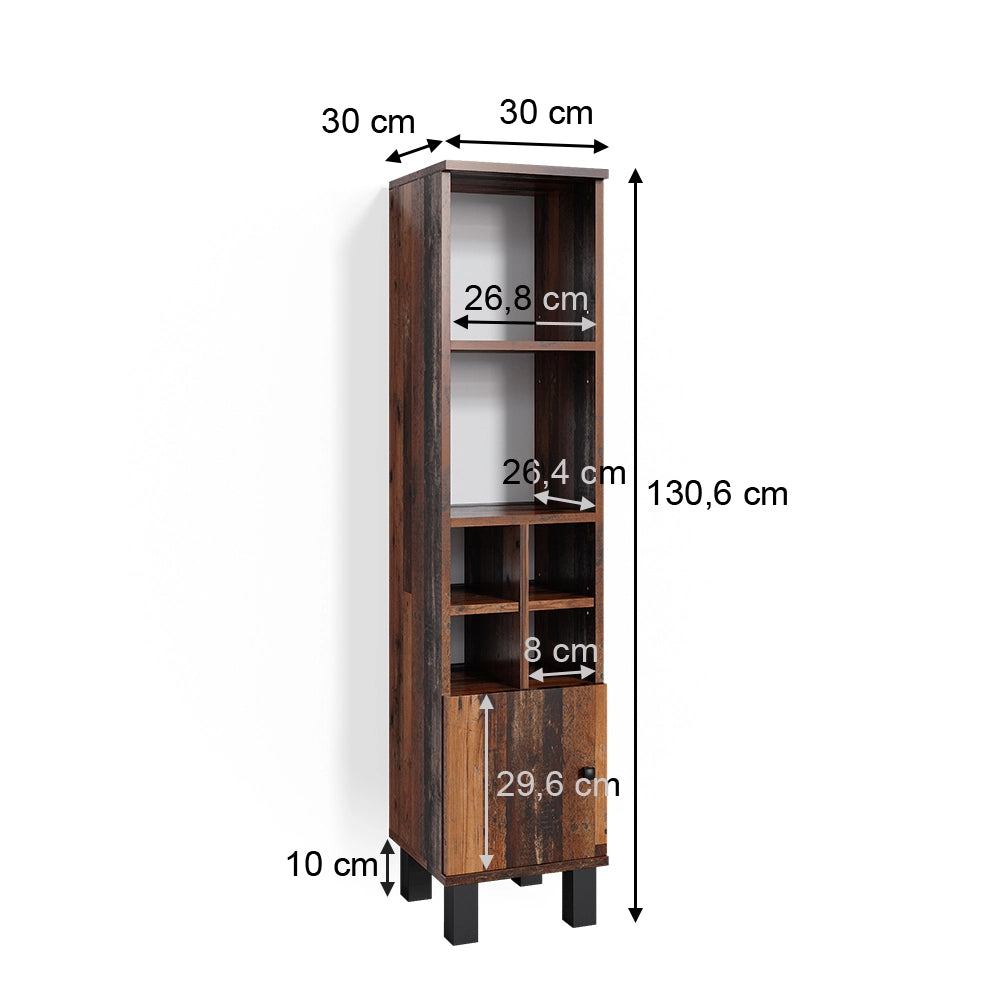 Mobiletto bagno Fynn Rovere rustico 30 x 130.6 cm porta piccola Vicco