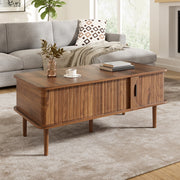 Tavolino da caffè 100x48x55.5 cm con piano sollevabile in MDF noce
