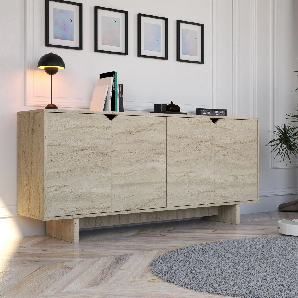 Credenza in legno "Turan" - 180 x 40 x 81 cm - Travertino