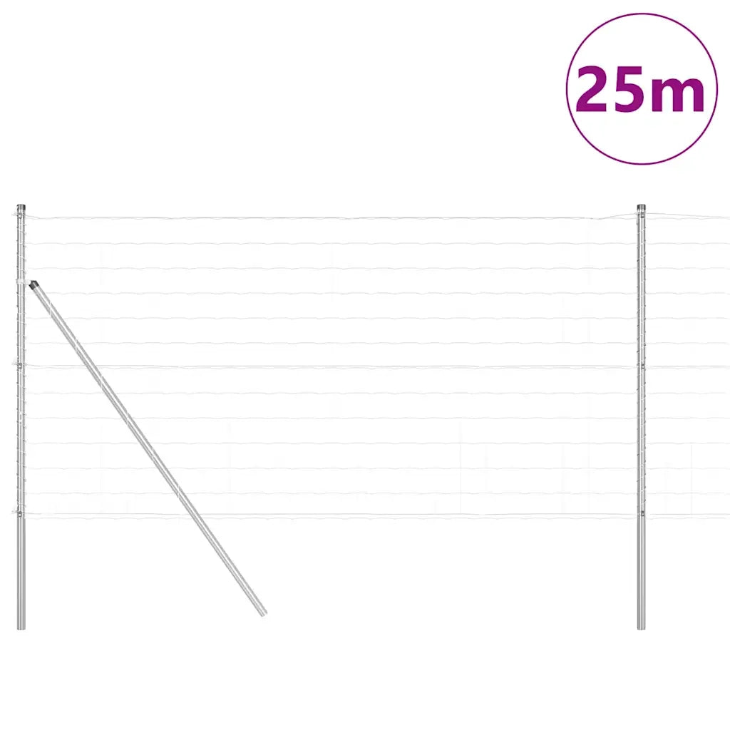 Recinzione con Posto Argento 1 x 25 m Acciaio e PVC